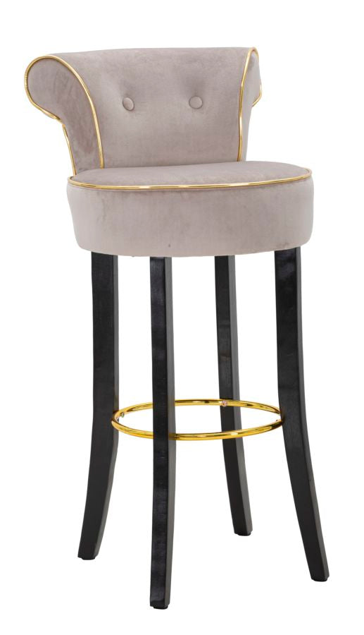 Scaun de bar Mauro Ferretti Luxy, catifea gri, 46×48×96 cm