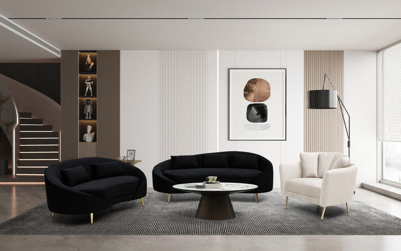 Canapea Mauro Ferretti 3 Oslo cu, Negru Ang Auriu, 185x68 cm