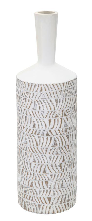 Vază Mauro Ferretti Nairobi Bottle, Alb Spălat, Ø15 cm
