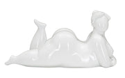 Decorațiune Mauro Ferretti Femeie Yoga Relaxare, Alb, 32x16 cm