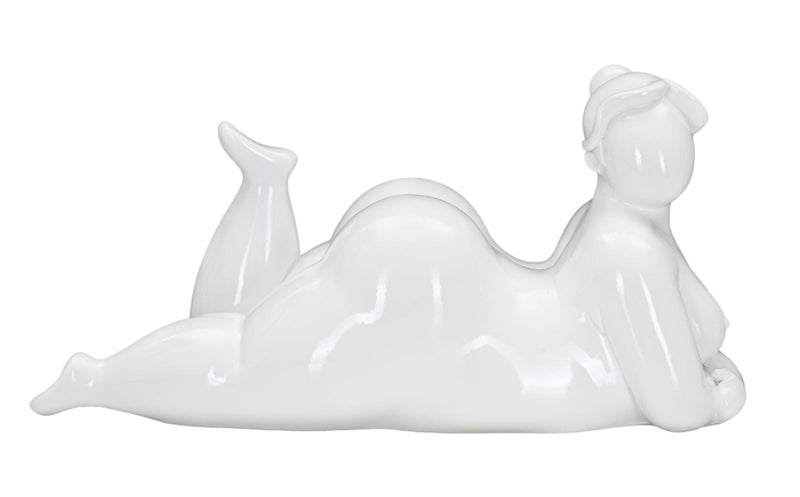 Decorațiune Mauro Ferretti Femeie Yoga Relaxare, Alb, 32x16 cm