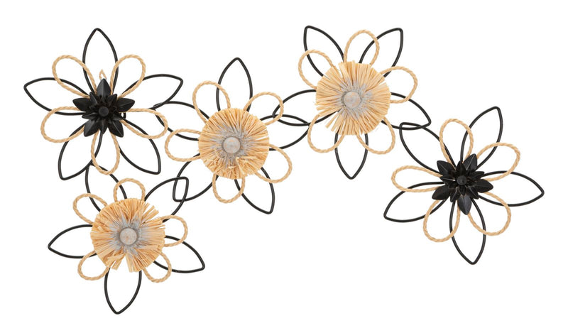 Decorațiune Perete Mauro Ferretti Iron/Raffia Flow, Maro/Negru