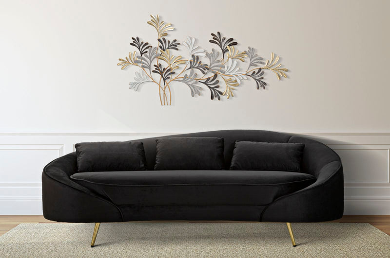 Canapea Mauro Ferretti 3 Oslo cu, Negru Ang Auriu, 185x68 cm