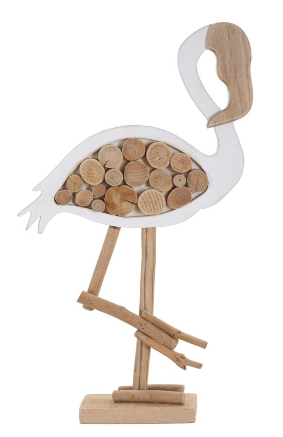 Decorațiune Mauro Ferretti Flamingo Natură, Alb/Natural, 31x56 cm