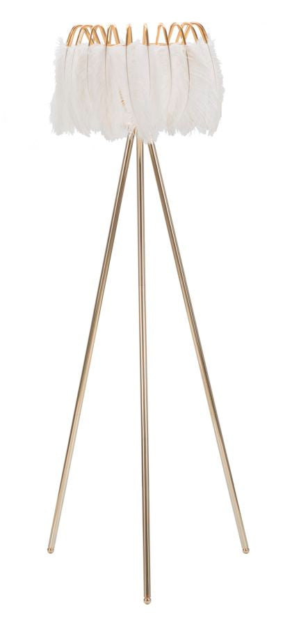 Lampadar Mauro Ferretti Pană, Auriu/Alb, Ø46 cm