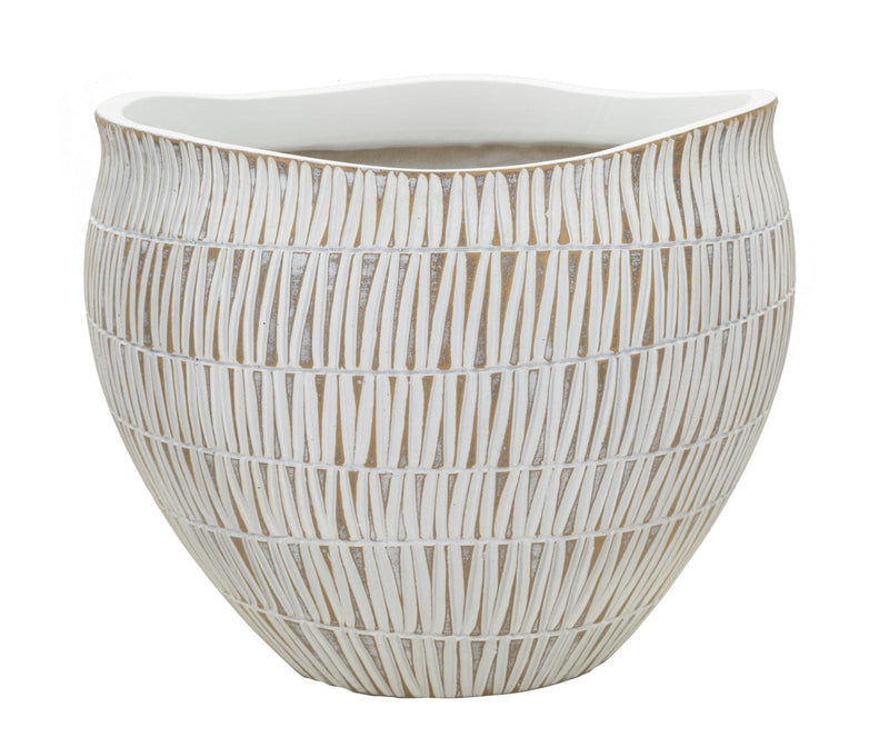 Vază Mauro Ferretti Cachepot Stiky, Auriu/Alb, Ø30 cm
