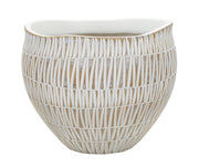 Vază Mauro Ferretti Cachepot Stiky, Auriu/Alb, Ø26 cm