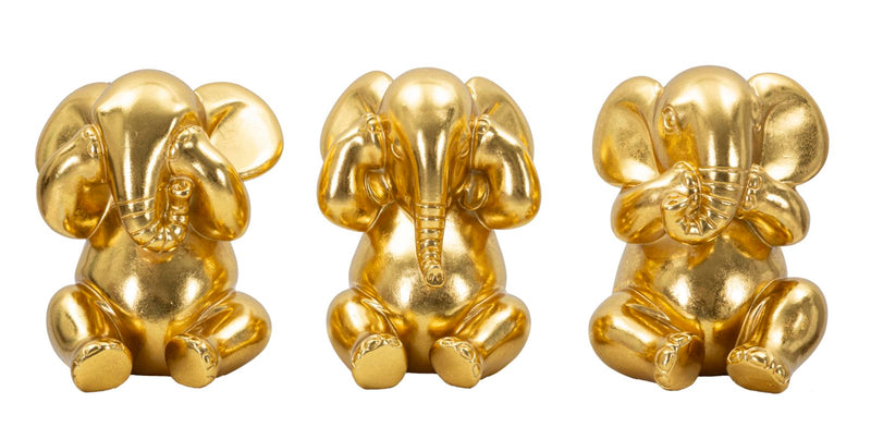 Decorațiune Mauro Ferretti Elefant, Auriu, Ø16 cm