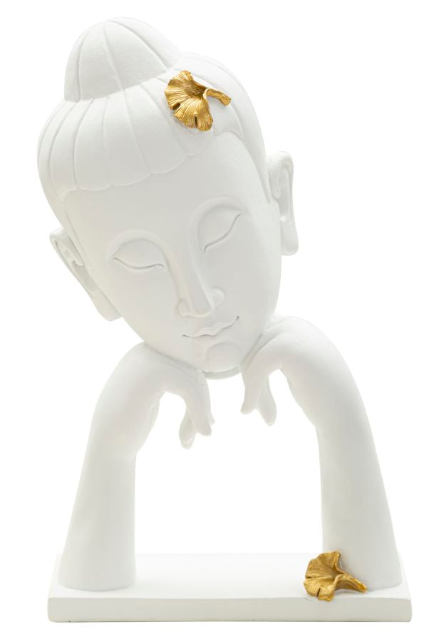 Decorațiune Mauro Ferretti Buddha, Alb/Auriu, 22x36 cm