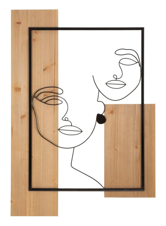 Decorațiune Perete Mauro Ferretti Faces, Negru/Maro, 63x90 cm