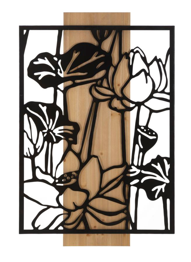 Decorațiune Perete Mauro Ferretti Lotus, Negru/Maro, 60x90 cm