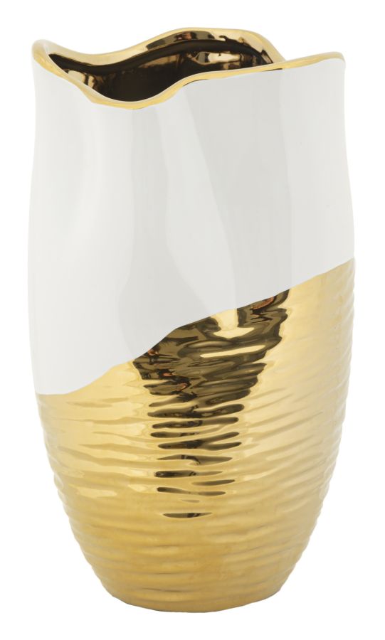 Vază Mauro Ferretti Lux, Alb/Auriu, Ø20 cm