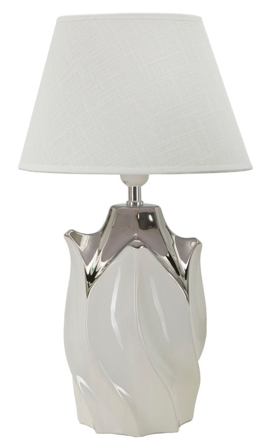 Veioză Mauro Ferretti Shiney, Alb/Argintiu, Ø30 cm