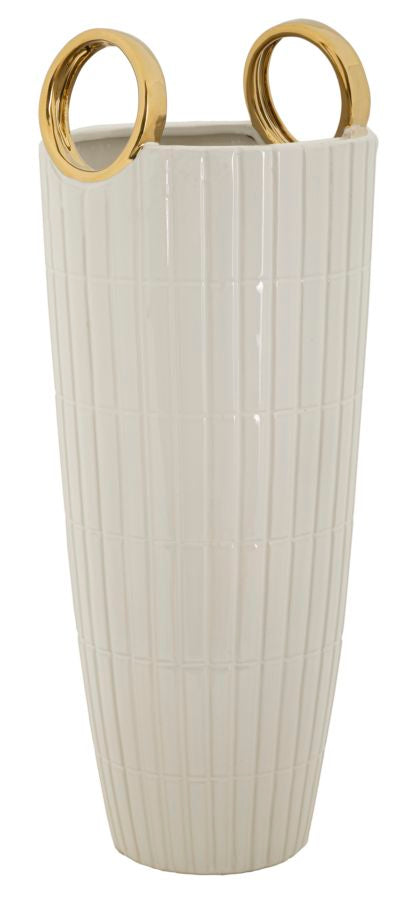 Vază Mauro Ferretti Shopping, Alb/Auriu, Ø18 cm, L:18cm x