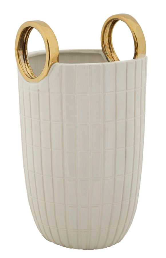 Vază Mauro Ferretti Shopping, Alb/Auriu, Ø18 cm, L:18cm x