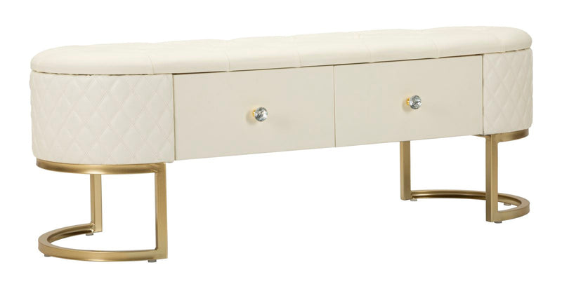 Bancă Mauro Ferretti cu Sharon, Alb/Auriu, 120x43 cm