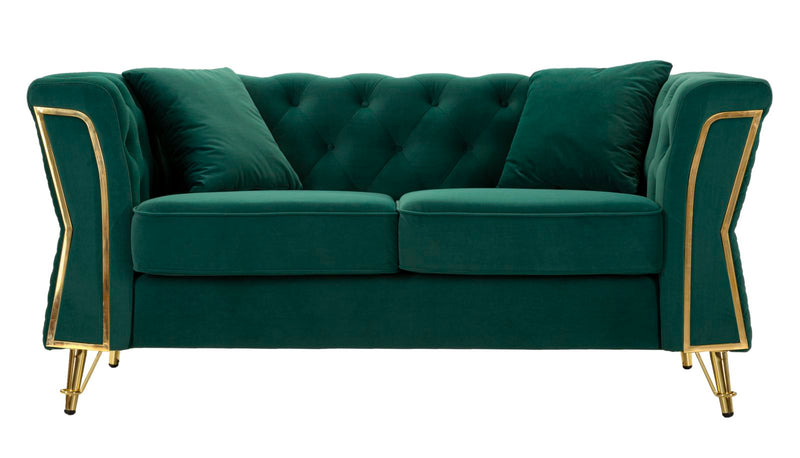 Canapea Mauro Ferretti Emy cu, Verde/Auriu, 162x76 cm