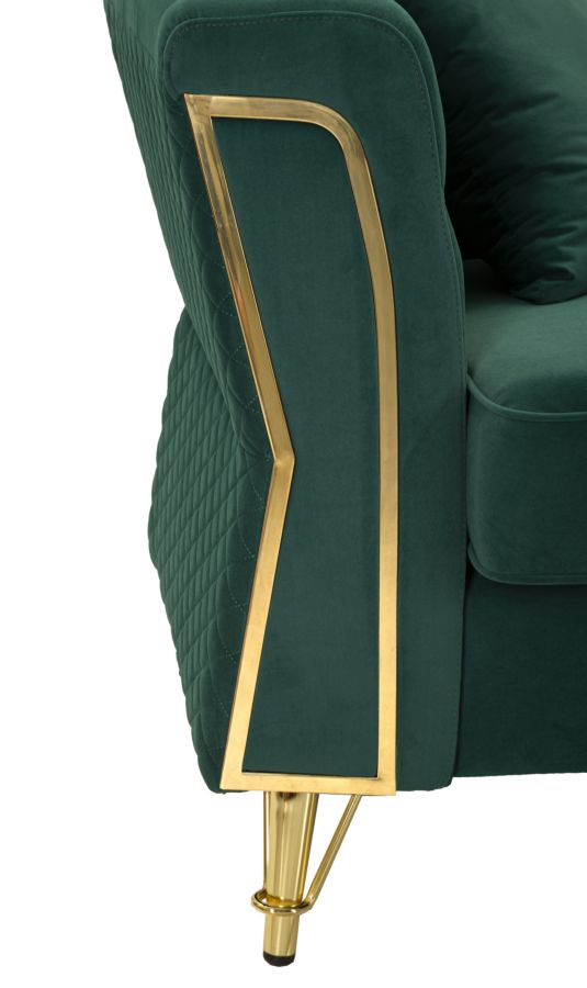 Canapea Mauro Ferretti Emy cu, Verde/Auriu, 162x76 cm