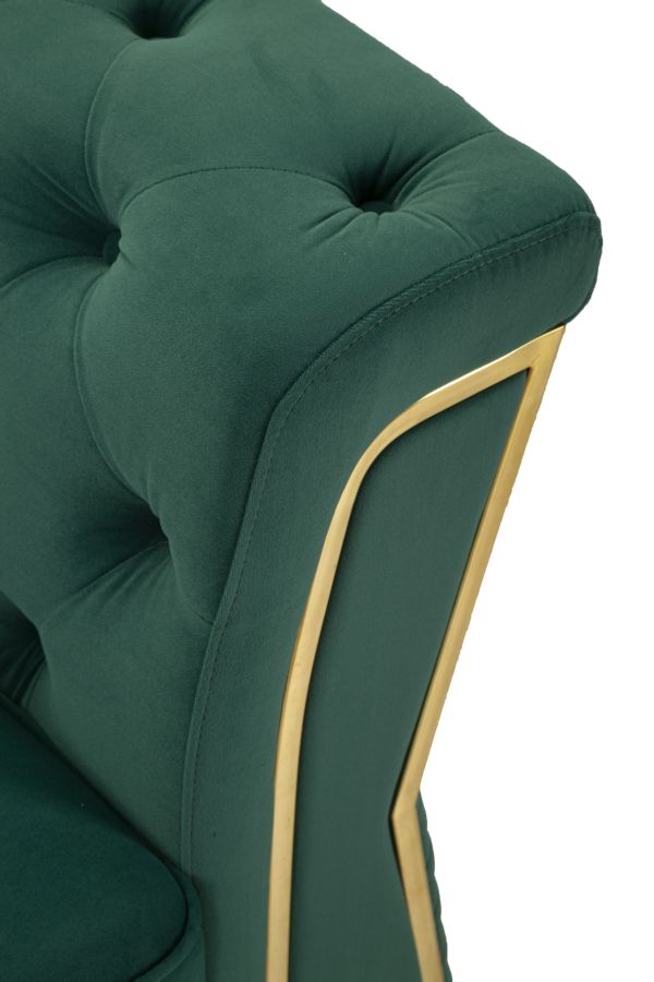 Canapea Mauro Ferretti Emy cu, Verde/Auriu, 162x76 cm