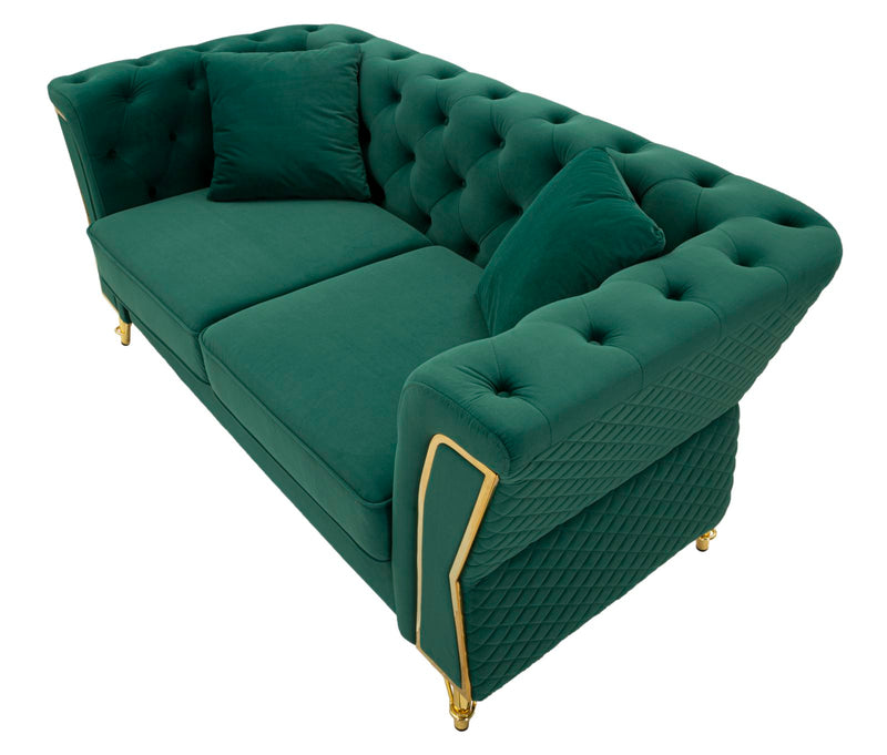 Canapea Mauro Ferretti Emy cu, Verde/Auriu, 162x76 cm