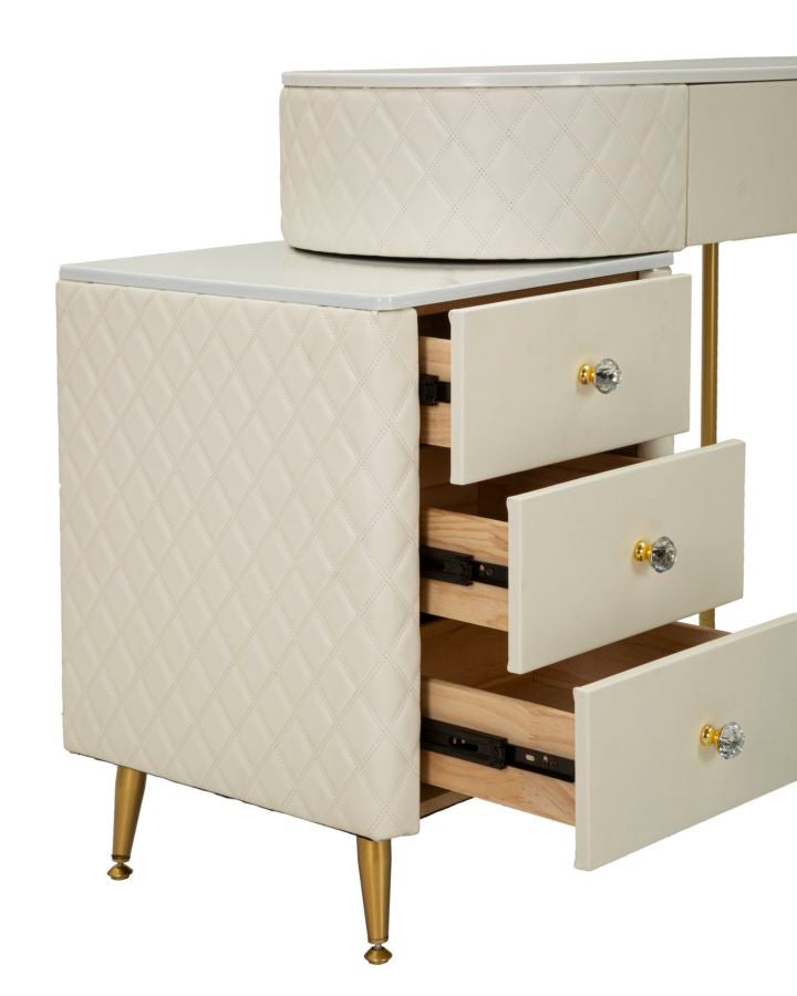 Noptieră Mauro Ferretti Sharon, Alb/Auriu, Ø36 cm