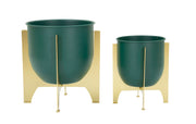 Suport Vaze Mauro Ferretti Grent Shet, Verde/Auriu, Ø24 cm