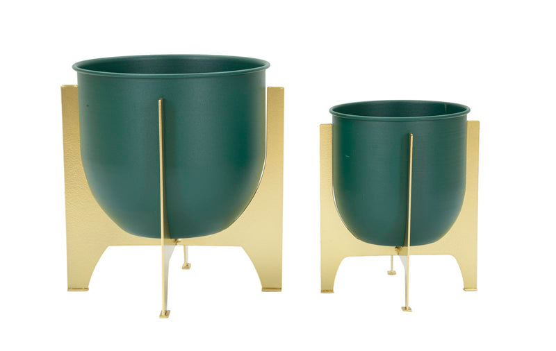 Suport Vaze Mauro Ferretti Grent Shet, Verde/Auriu, Ø24 cm