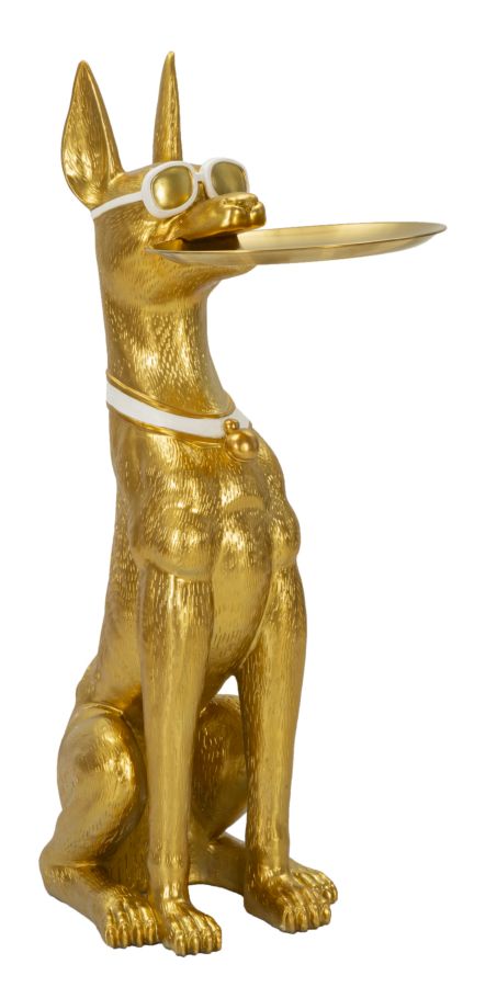 Decorațiune Mauro Ferretti Câine Pit cu Tavă, Auriu, 30x91 cm