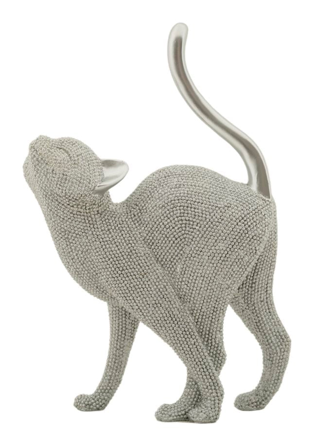 Decorațiune Mauro Ferretti Pisică Sparky, Argintiu, 18x26 cm