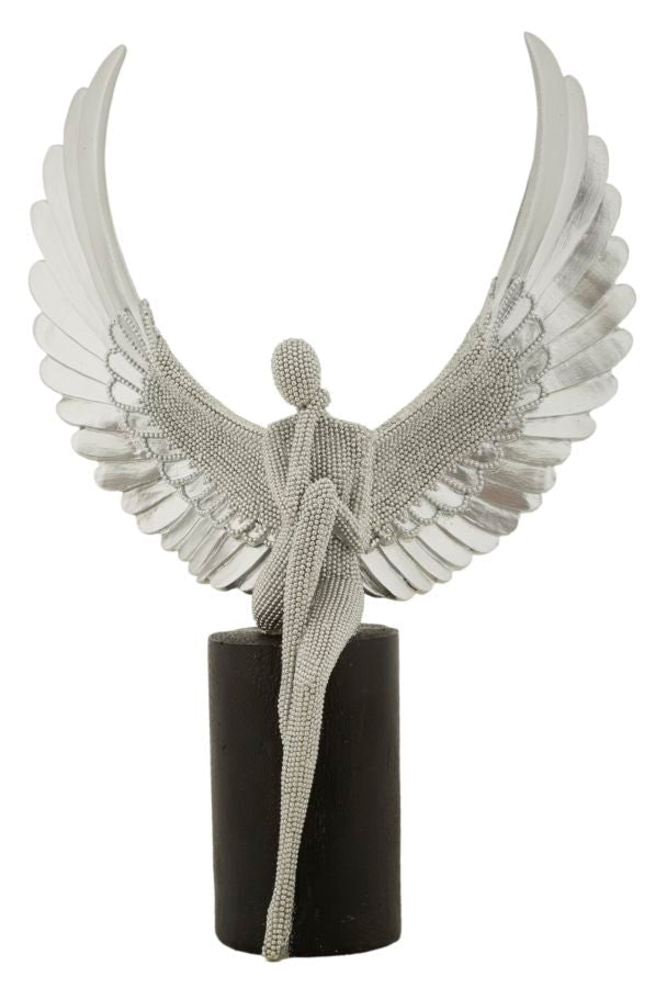 Decorațiune Mauro Ferretti Statuesparky, Argintiu/Negru, 24x34 cm