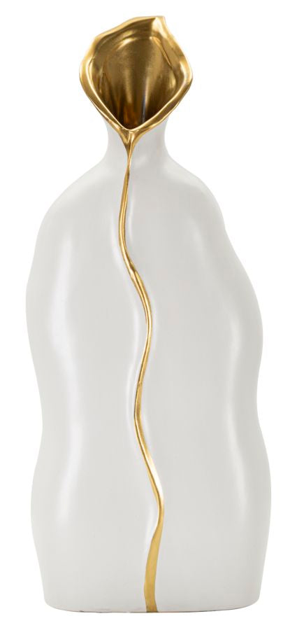 Vază Mauro Ferretti Uma, Alb/Auriu, 16x40 cm