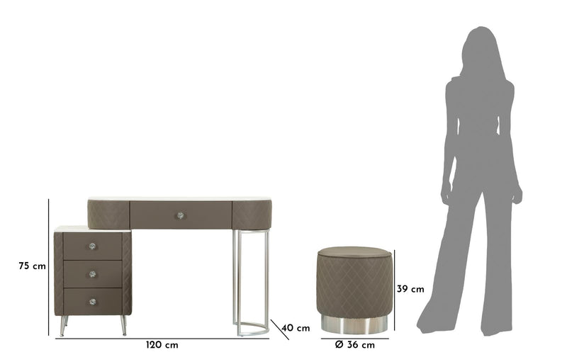 Noptieră Mauro Ferretti Sharon Legs, Gri/Argintiu, Ø36 cm