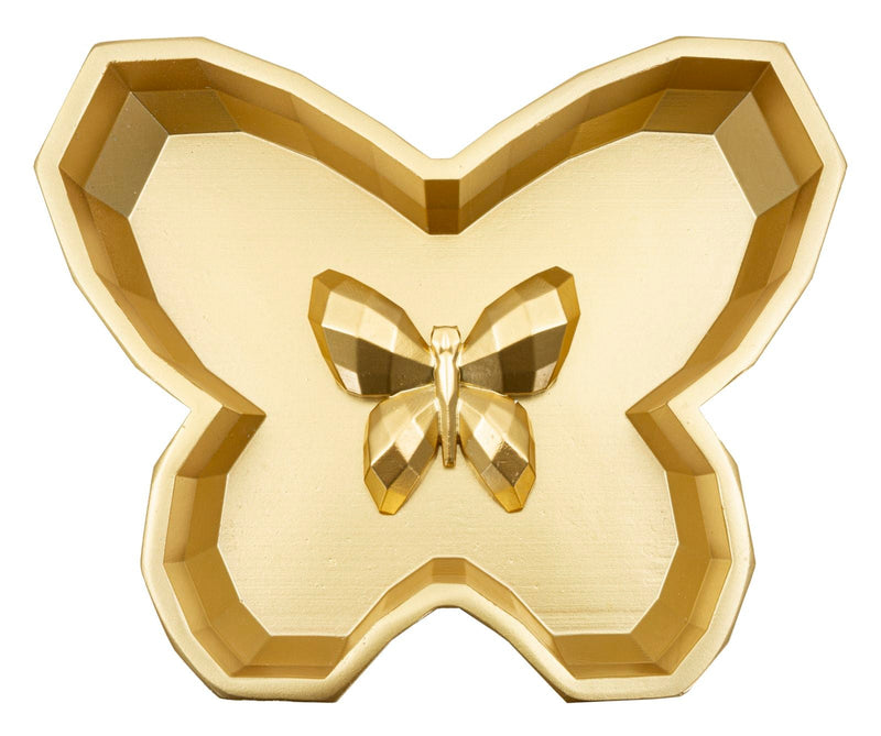 Tavă Decorativă Mauro Ferretti Fluture Tray, Auriu, 20x3 cm