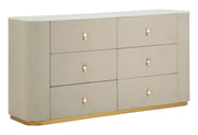 Comodă Mauro Ferretti Beauty Dresser, Crem/Auriu, 140x76 cm