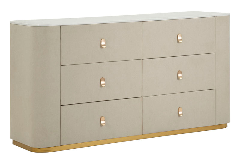 Comodă Mauro Ferretti Beauty Dresser, Crem/Auriu, 140x76 cm