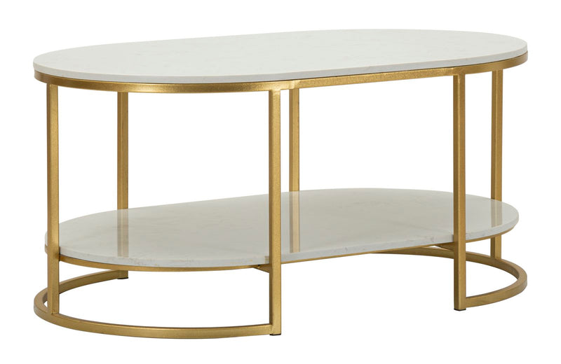 Măsuță de Cafea Mauro Ferretti Izmir, Auriu/Alb, 90x45 cm