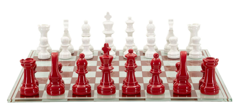 Decorațiune Mauro Ferretti Chess Board Red/White, 61x14 cm