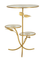 Măsuță Laterală Mauro Ferretti 3 Frunză, Auriu, Ø54 cm