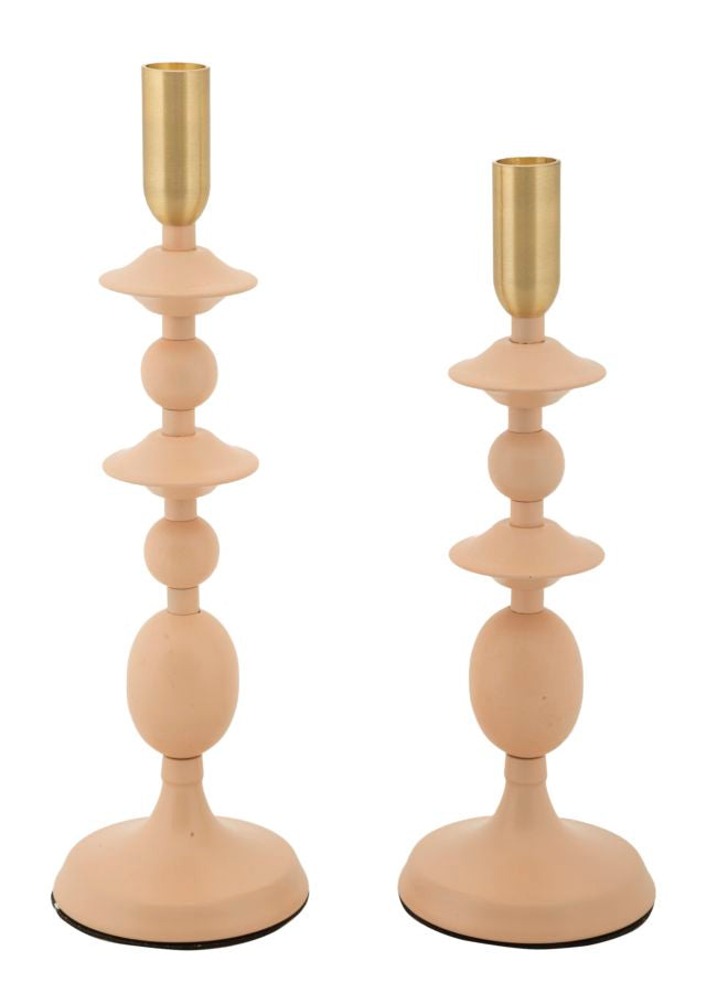 Suport Lumânări Mauro Ferretti Gemini 2 Pc, Roz/Auriu, Ø10 cm