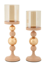 Suport Lumânări Mauro Ferretti 2 Pc, Roz/Auriu, Ø10 cm