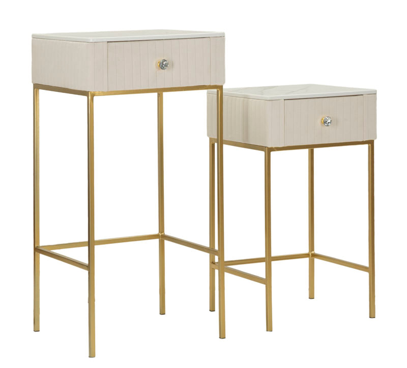Măsuță Mauro Ferretti Tables Wedding, Crem/Auriu, Ø45 cm