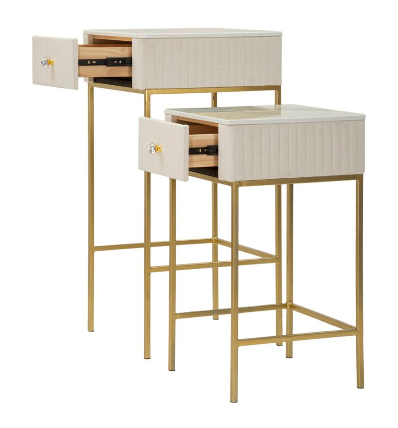 Măsuță Mauro Ferretti Tables Wedding, Crem/Auriu, Ø45 cm