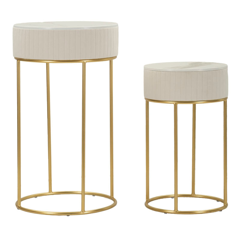 Măsuță Mauro Ferretti Tables Wedding Rotund, Crem/Auriu, Ø50 cm