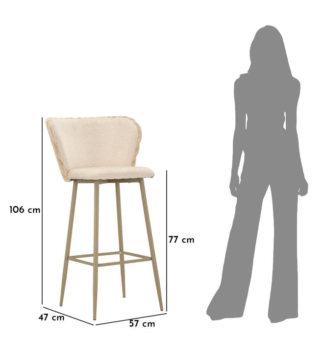 Set 2 Scaune de Bar Mauro Ferretti Alaska B 55X58X106 cm, Crem