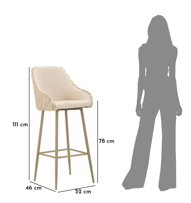 Set 2 Scaune de Bar Alaska A Mauro Ferretti 52X46X111 cm, Crem