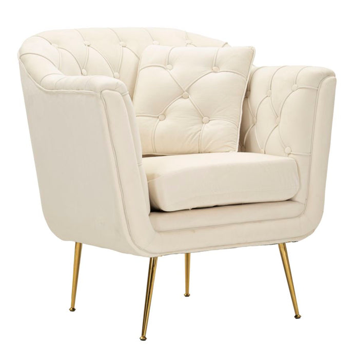 Fotoliu Mauro Ferretti Budapest, crem, 88×83×91 cm, cu pernă