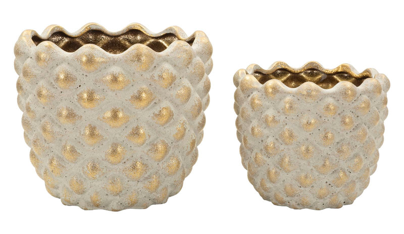 Vază Mauro Ferretti Pepitas Cachepot, Gri/Auriu, Ø23 cm