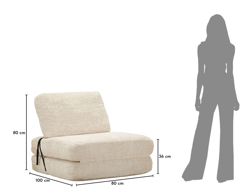 Fotoliu Mauro Ferretti Faster Armchair/Bed, Alb, 80x80 cm