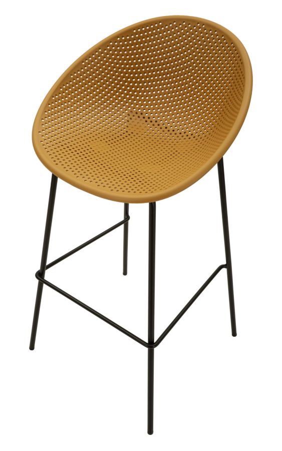 Scaun Bar Mauro Ferretti Ibiza Bar, Muștar/Negru, 50x98 cm
