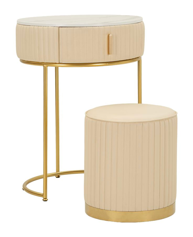 Noptieră Mauro Ferretti /Dressing cu, Alb/Auriu, Ø52 cm